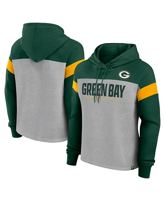 Fanatics Women's Heather Gray/Green Green Bay Packers Bold Play Call Pullover Hoodie