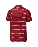 Columbia Men's Red Georgia Bulldogs Pfg Super Terminal Tackle Omni-Shade Stripe Polo