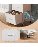 Wlive Dresser with 3 Drawers Fabric Nightstand Cabinet Wheels Organizer Storage for Bedroom Office Closets Sturdy Steel Frame Easy Pull H