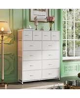 Wlive Tall Dresser for Bedroom with 12 Drawers Dressers & Chests of Fabric Closet Storage Draw