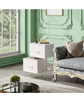 Wlive Nightstand with 2 Drawers Bedside Furniture Night Stand Small Dresser for Bedroom College Dorm End Table Fabric Bins Dormitory