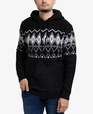 X-Ray Men's Color Blocked Pattern Hooded Sweater