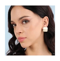 Sohi Dented Textured Square Stud Earrings