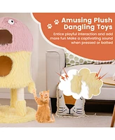 Gymax Monster-Themed Cat Tree w/ 2 Private Condos Long Plush Sisal Scratching Posts
