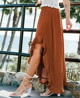 Cupshe Women's Sienna Crinkle Asymmetrical Midi Skirt