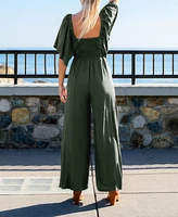 Cupshe Women's Eucalyptus Ruffled Straight Leg Jumpsuit