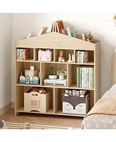 gaomon Toy Storage Organizer Kids Bookshelf with 9 Storage Cubbies Dollhouse Bookcase