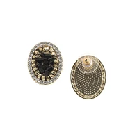 Sohi Embellished Cluster Oval Stud Earrings