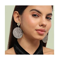 Sohi Embellished Circular Drop Earrings