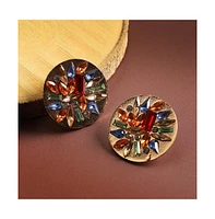 Sohi Circular Crystal Stud Earrings