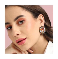 Sohi Circular Crystal Stud Earrings