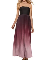 Cupshe Women's Ombre Strapless Pleated Maxi Beach Dress