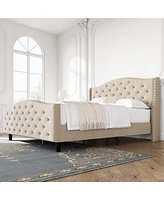gaomon Queen Size Velvet Platform Bed Frame w/Headboard and Footboard Upholstered Bed Frames