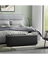 gaomon Storage Ottoman Bench, End of Bed Bench with The Synthetic Leather with Stitching