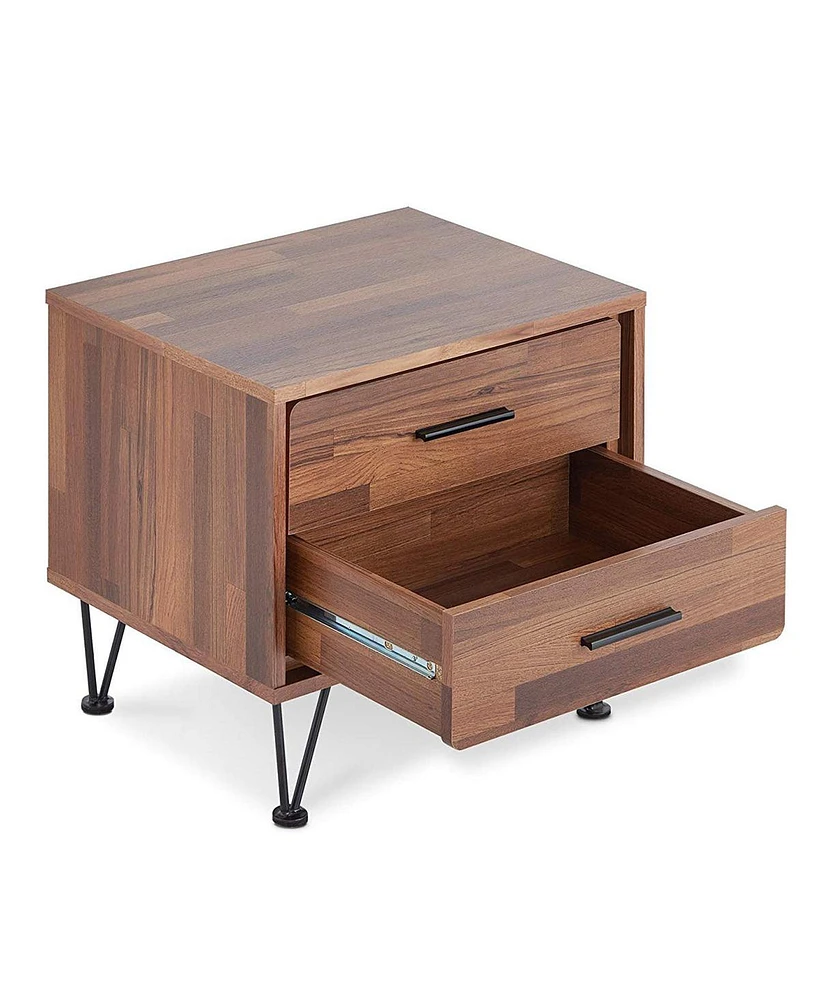 Slickblue Contemporary 2-Drawer Wood Nightstand with Stylish Design by Deoss