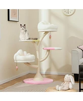 Gymax Multi-Layer Cat Tree Cute Cat Tower w/ 2 Cat Perches & 2 Platforms