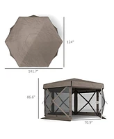 Outsunny 12' x 12' Hexagonal Pop Up Gazebo, Outdoor Canopy Tent