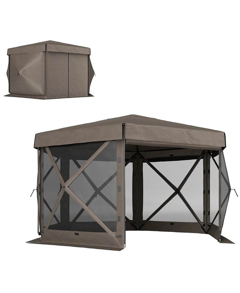 Outsunny 12' x 12' Hexagonal Pop Up Gazebo, Outdoor Canopy Tent