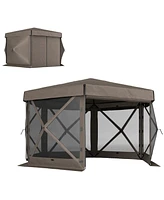 Outsunny 12' x 12' Hexagonal Pop Up Gazebo, Outdoor Canopy Tent