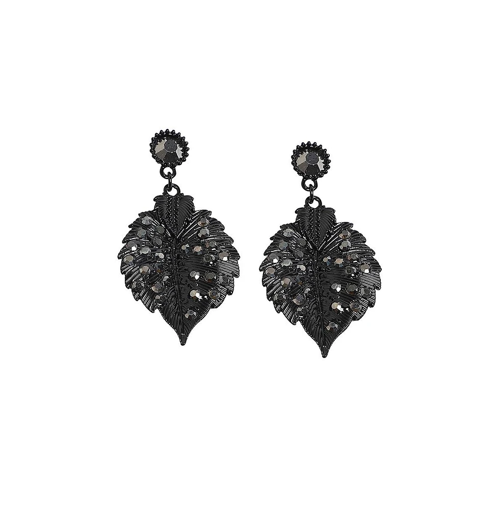 Embellished Leaf Drop Earrings