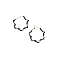 Beaded Twist Hoop Earrrings