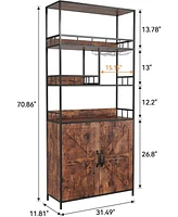 gaomon Tall Bar Cabinet 70.8" in Wine Cabinet Freestanding Liquor Cabinet with Goblet Holder 5 Tier Bakers Rack with Cabinet Large Baker Rack with Sto