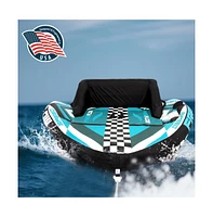 SereneLife Inflatable Towable Tube With Front Tow Point & Stabilizer Walls - 2-Person Capacity