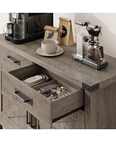 gaomon Farmhouse Entryway Table with 2-Door Cabinet & 2 Drawers, Wood Console Table with Storage, Coffee Bar Cabinet