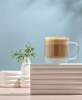 JoyJolt Haven Fluted Stackable Double Wall Glass Mugs, Set of 2