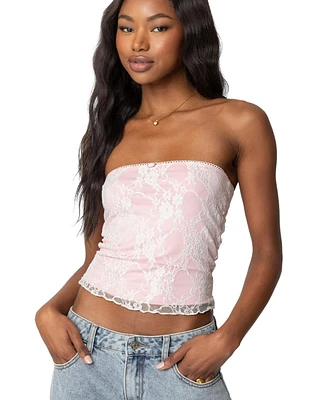 Edikted Womens Allison Lace Tube Top