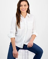 I.n.c. International Concepts Petite Button-Pocket Long-Sleeve Shirt, Exclusively at Macy's