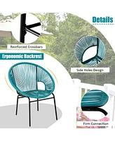 3 Pcs Patio Acapulco Furniture Bistro Set Plastic Rope Glass Table