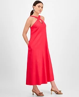 I.n.c. International Concepts Petite Linen-Blend Halter Maxi Dress, Exclusively at Macy's