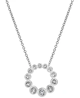 Diamond Graduated Bezel Circle Pendant Necklace (1/5 ct. t.w.) in 14k White Gold, 16" + 2" extender