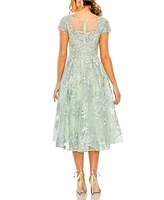 Mac Duggal Women's Embroidered Cap Sleeveless A Line Dress