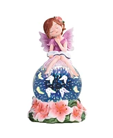 Fc Design 2-pc Set" 8.75"H Purple Fairy with Red Flowers Optic Globe with Led Light Figurine Statue Ornament Home Room Office Decor and Perfect Ideas