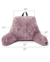 Nestl Faux Fur Supportive Backrest Reading Pillow for Adults & Kids - Dusty Purple
