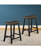 Gymax Set of 2 Bar Stools 24''H Saddle Seat Pub Chair Home Kitchen Dining Room