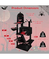 Gymax Gothic Cat Tree for Indoor Cats Black Large Cat Tower w/ 2 Cat Condos