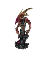 Fc Design "2-pc Set" 8"H Red Dragon on Castle Figurine Statue Ornament Home Room Office Decor and Perfect Ideas for Housewarming, Holidays and Birthda