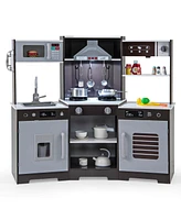 Costway Pretend Play Kitchen for Kids Toddler Aged 3+ Wooden Toy Set with Range Hood