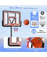 Costway 7.4-10 Ft Basketball Hoop Outdoor System with 44 Inch Shatterproof Pc Backboard