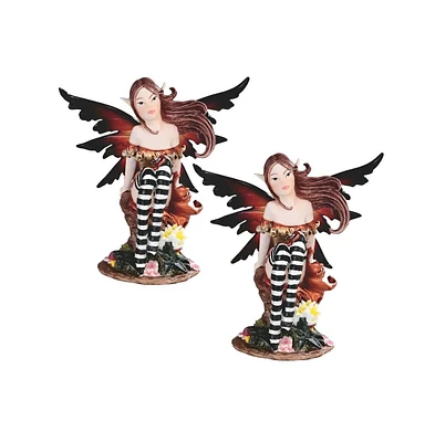 Fc Design "2-pc Set" 5"H Purple/Orange Fairy with Clear Wings Figurine Statue Ornament Home Room Office Decor and Perfect Ideas for Housewarming, Holi