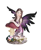 Fc Design "2-pc Set" 5"H Blue/Purple Fairy with Clear Wings Leaning on Mushroom Figurine Statue Ornament Home Room Office Decor and Perfect Ideas for