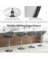 Gymax Set of 4 Adjustable Bar Stools Swivel Pub Chairs Barstools Pu Leather