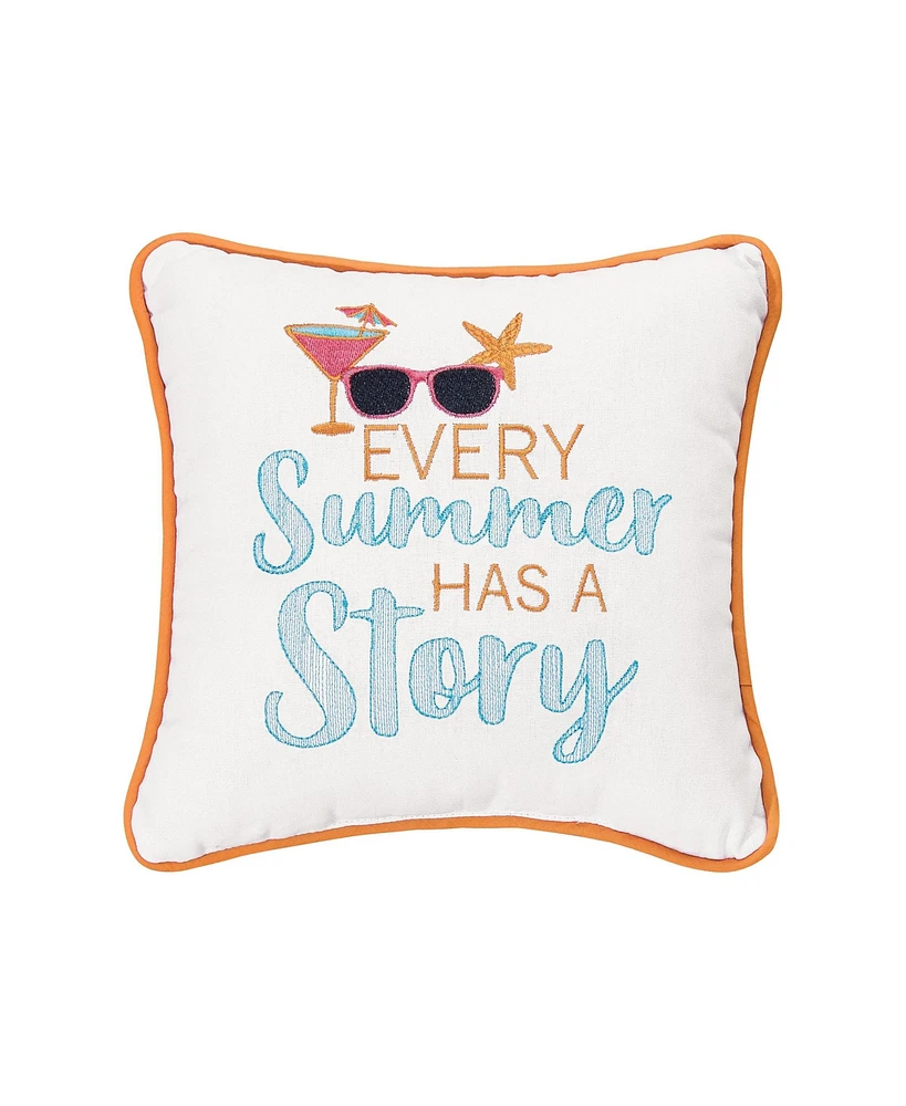 Every Summer Has A Story 10" x 10" Embroidered Small Petite Throw Pillow