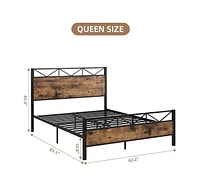 gaomon Heavy Duty Platform Bed Frame with 11'' Underbed Storage Space, Metal Bed Frame with Headboard and Footboard, Metal Slats Support