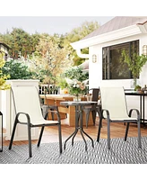 Outsunny Outdoor Bistro Set Small Patio w/ Stackable Chairs,