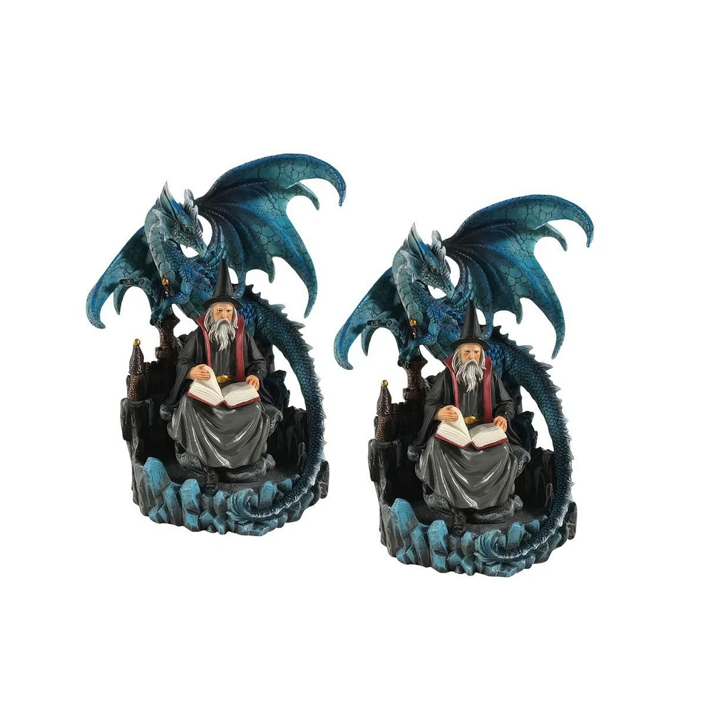 Fc Design "2-pc Set" 10"H Wizard with Blue Dragon Figurine Statue Ornament Home Room Office Decor and Perfect Ideas for Housewarming, Holidays and Bir