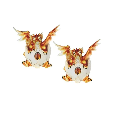 Fc Design "2-pc Set" 4"H November Birthstone Orange Dragon Baby Hatchling in Egg Figurine Statue Ornament Home Room Office Decor and Perfect Ideas for